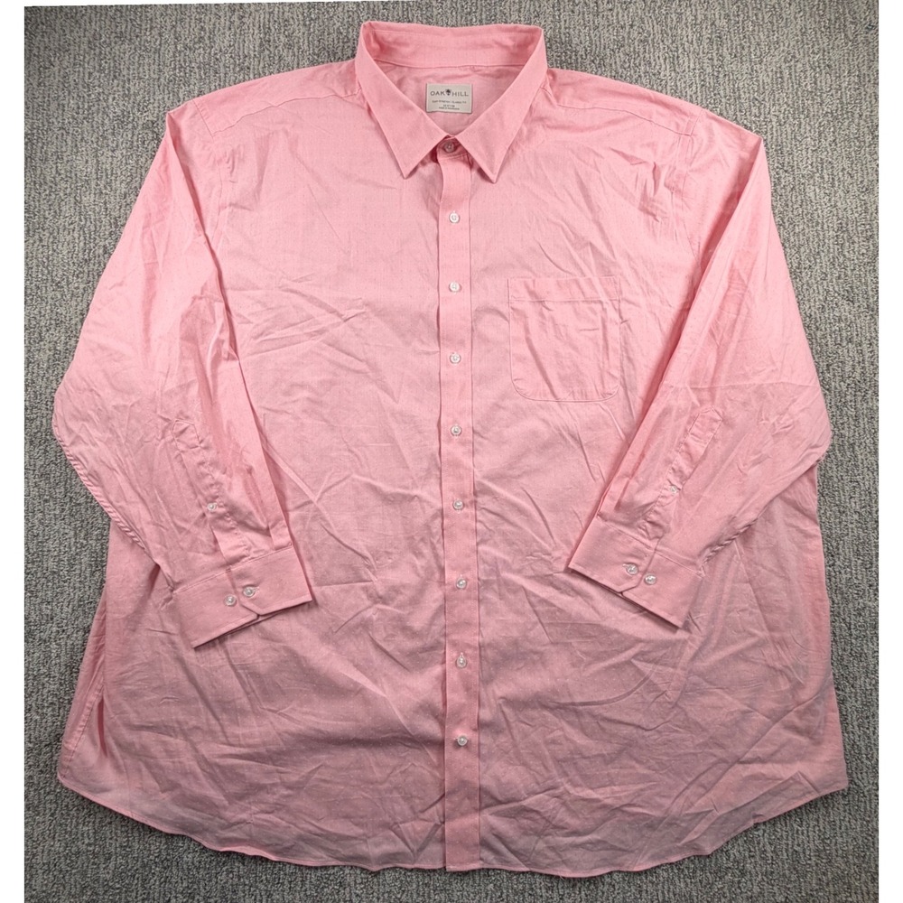 Oak Hill Button Down Men 22 37/38 6XL Pink Stretch Classic Fit Micro Pattern